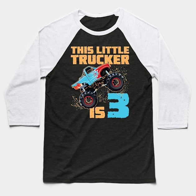 Monster Truck Shirt - 3rd Birthday Baseball T-Shirt by redbarron